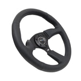 NRG Reinforced Steering Wheel (350mm / 2.5in. Deep) Blk Leather Comfort Grip w/5mm Matte Blk Spokes | RST-023MB-R