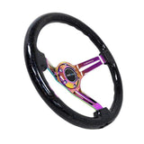 NRG Reinforced Steering Wheel (350mm / 3in. Deep) Blk Multi Color Flake w/ Neochrome Center Mark | RST-018BSB-MC