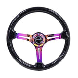 NRG Reinforced Steering Wheel (350mm / 3in. Deep) Blk Multi Color Flake w/ Neochrome Center Mark | RST-018BSB-MC