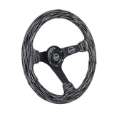 NRG Reinforced Steering Wheel (350mm / 3in. Deep) Microfiber/Black Stitch w/5mm Matte Black Spokes | RST-036MB-SA-H