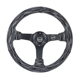 NRG Reinforced Steering Wheel (350mm / 3in. Deep) Microfiber/Black Stitch w/5mm Matte Black Spokes | RST-036MB-SA-H