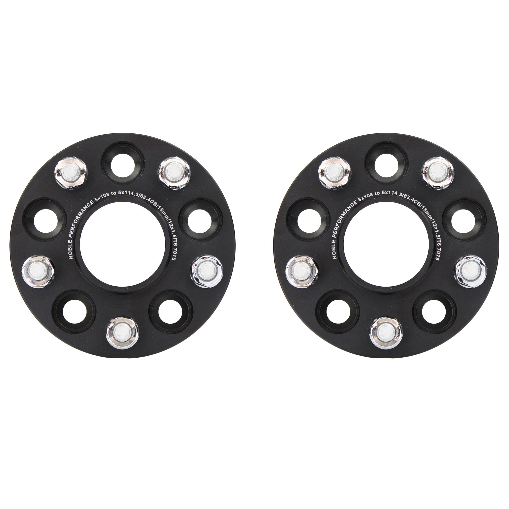 Noble Conversion Wheel Spacers 5x108 to 5x114.3 15mm Ford Focus 2012-2018 Black - Pair