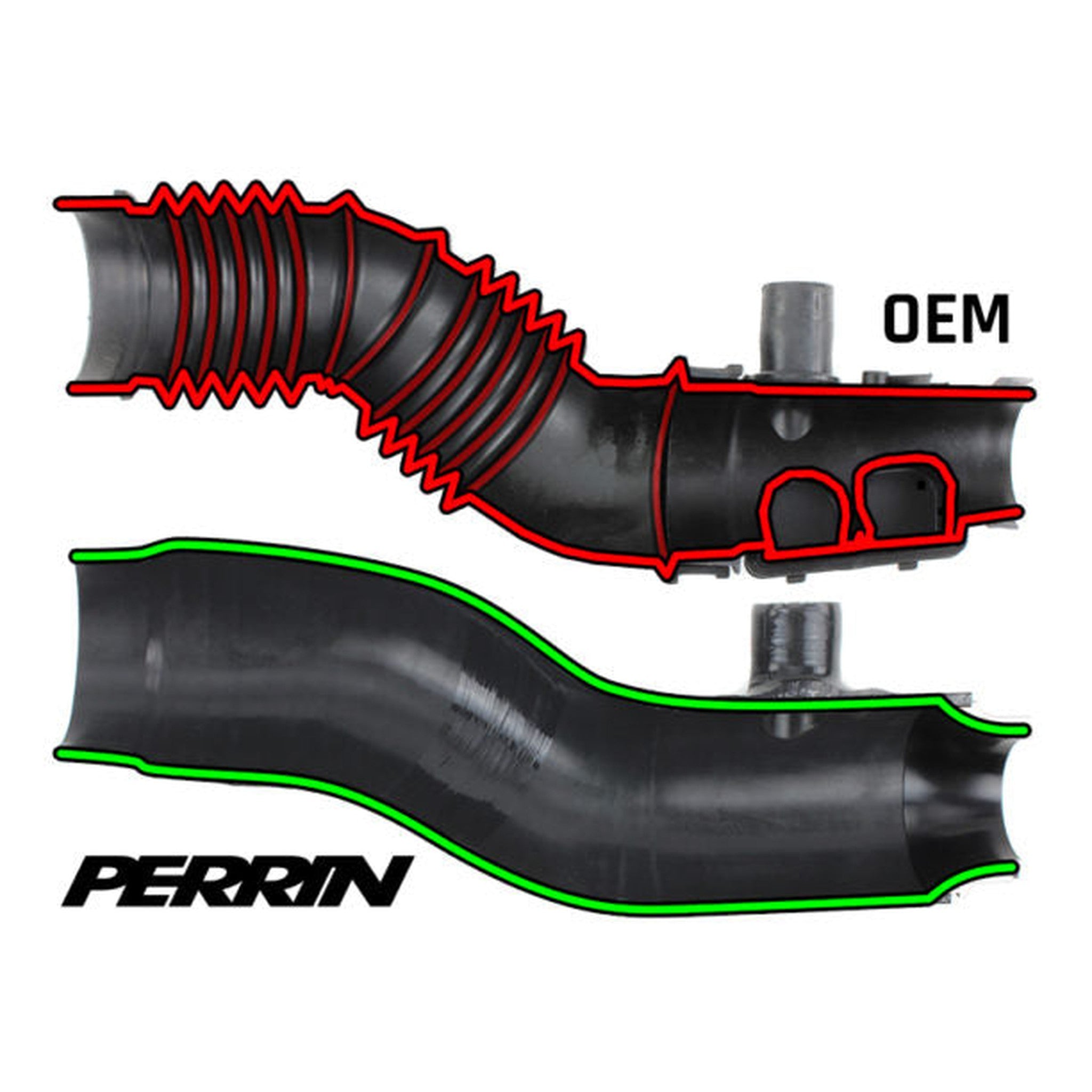 Perrin Black 3in Turbo Inlet Hose w/ Nozzle Subaru WRX 2015-2021 / Forester XT 2014-2018 | PSP-INT-424BK
