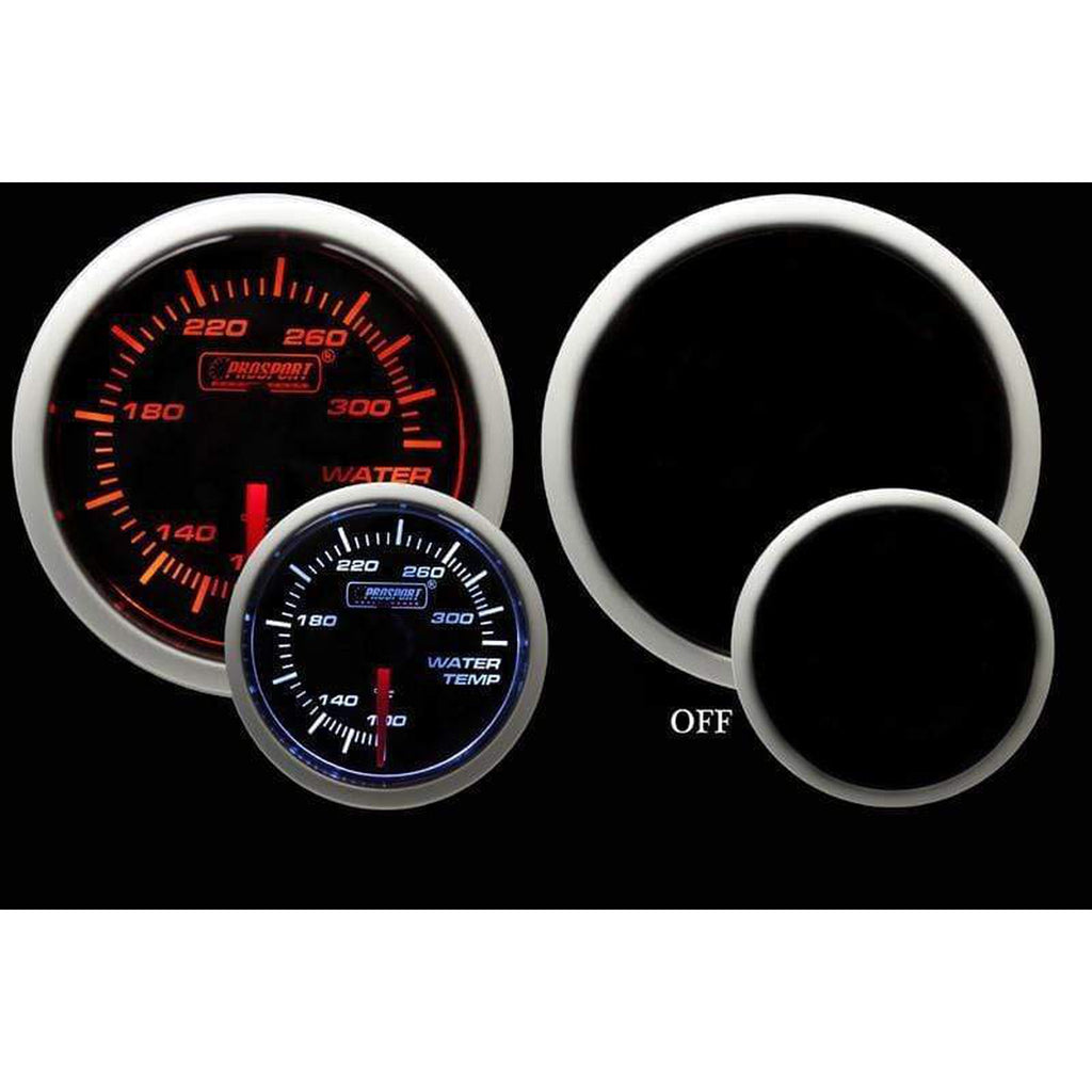 Prosport Performance Series 52mm Electric Water Temperature Gauge - Amber / White