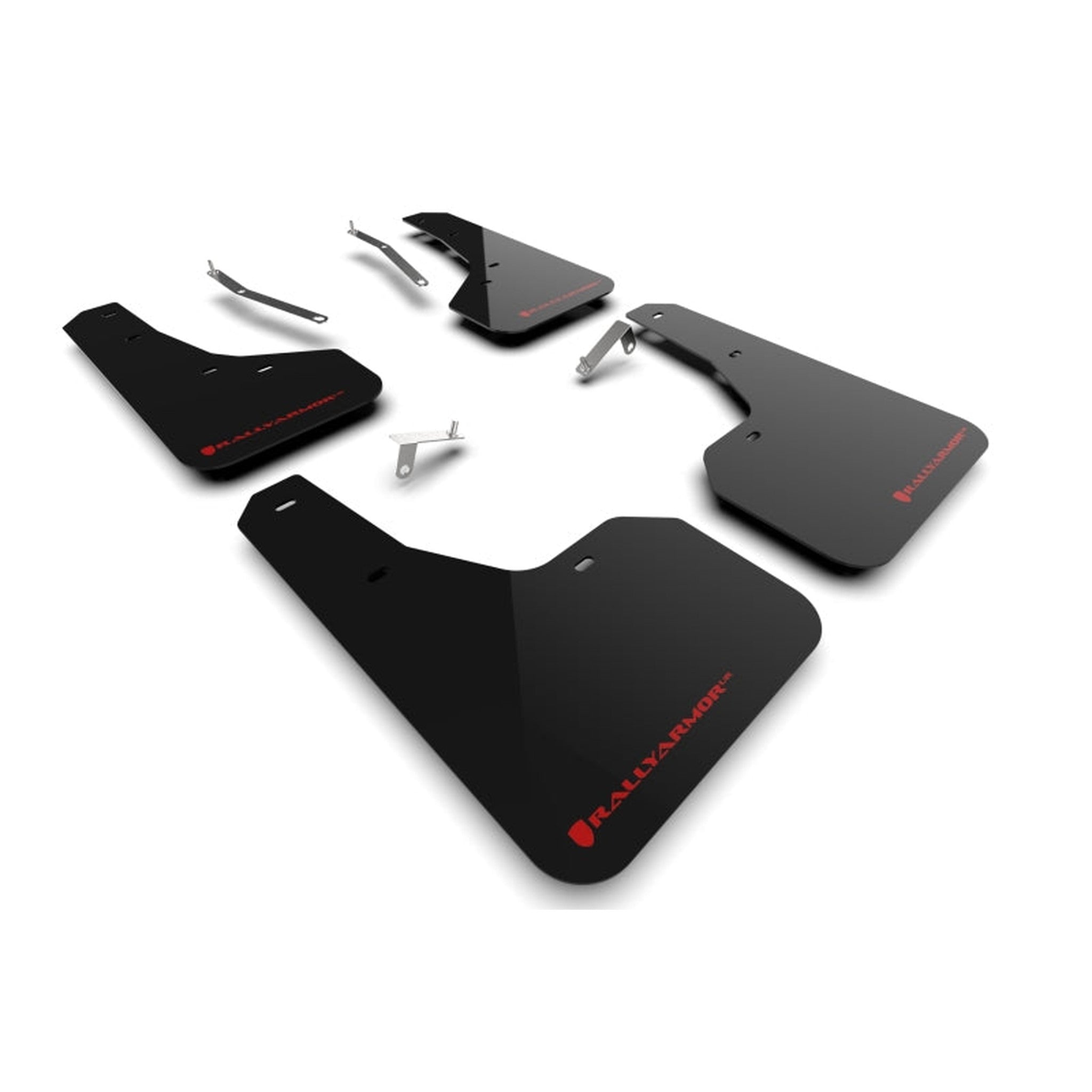 Rally Armor Black UR Mud Flaps w/ Red Logo 2022-2024 Subaru Forester / Forester Wilderness | MF82-UR-BLK/RD