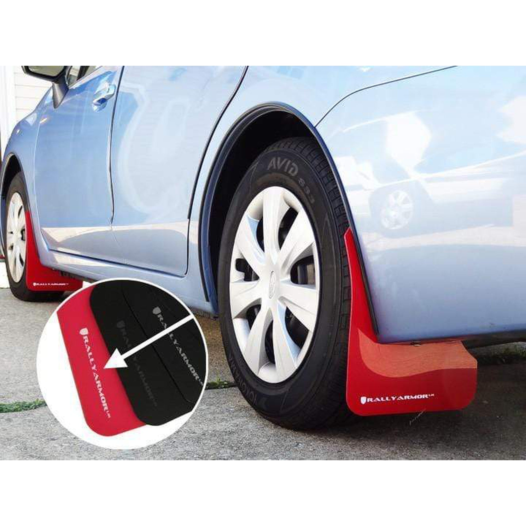 Rally Armor Red Mud Flaps w/ White Logo 2012-2016 Subaru Impreza Hatch and Sedan | MF22-UR-RD/WH