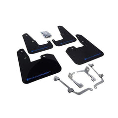 Rally Armor UR Black Mud Flaps w/ Blue Logo V.2 Subaru STI 08-14 Hatchback / WRX 11-14 Hatchback | MF15-UR-BLK/BL