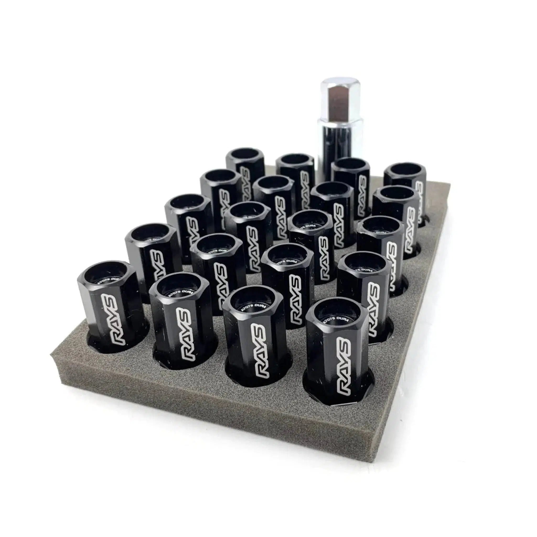 Rays Dura-Nut L42 Straight Type 12x1.50 Lug Nut Set 16 Lug 4 Lock Set - Black - WDURA4212150B