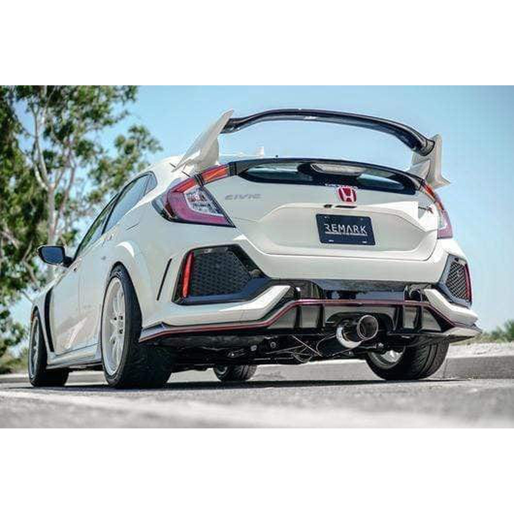 Remark Spec-I Cat Back Exhaust Carbon Fiber Tip Cover w/ Non-Resonated Honda Civic Type R 2017+ | RK-C1076H-01C