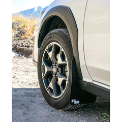 RokBlokz Black Rally Mud Flaps with White Logo Subaru Crosstrek 2018-2023 | S-GT-O-BLK/WHT