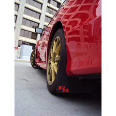 RokBlokz Rally Mud Flaps Black Flap w/ Black Logo Subaru WRX / STI 2015-2021 | S-VA-O-BLK/BLK