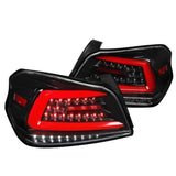 SPEC-D Tuning Glossy Black/Clear Sequential LED Tail Lights With Red Light Bar Subaru WRX / STI 2015-2020
