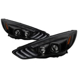 Spyder Projector Headlights Seq Turn Light Bar Black Ford Focus 2015-2018