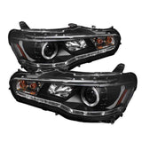 Spyder Projector Xenon Headlights LED Halo DRL Black Mitsubishi EVO 2008-2015