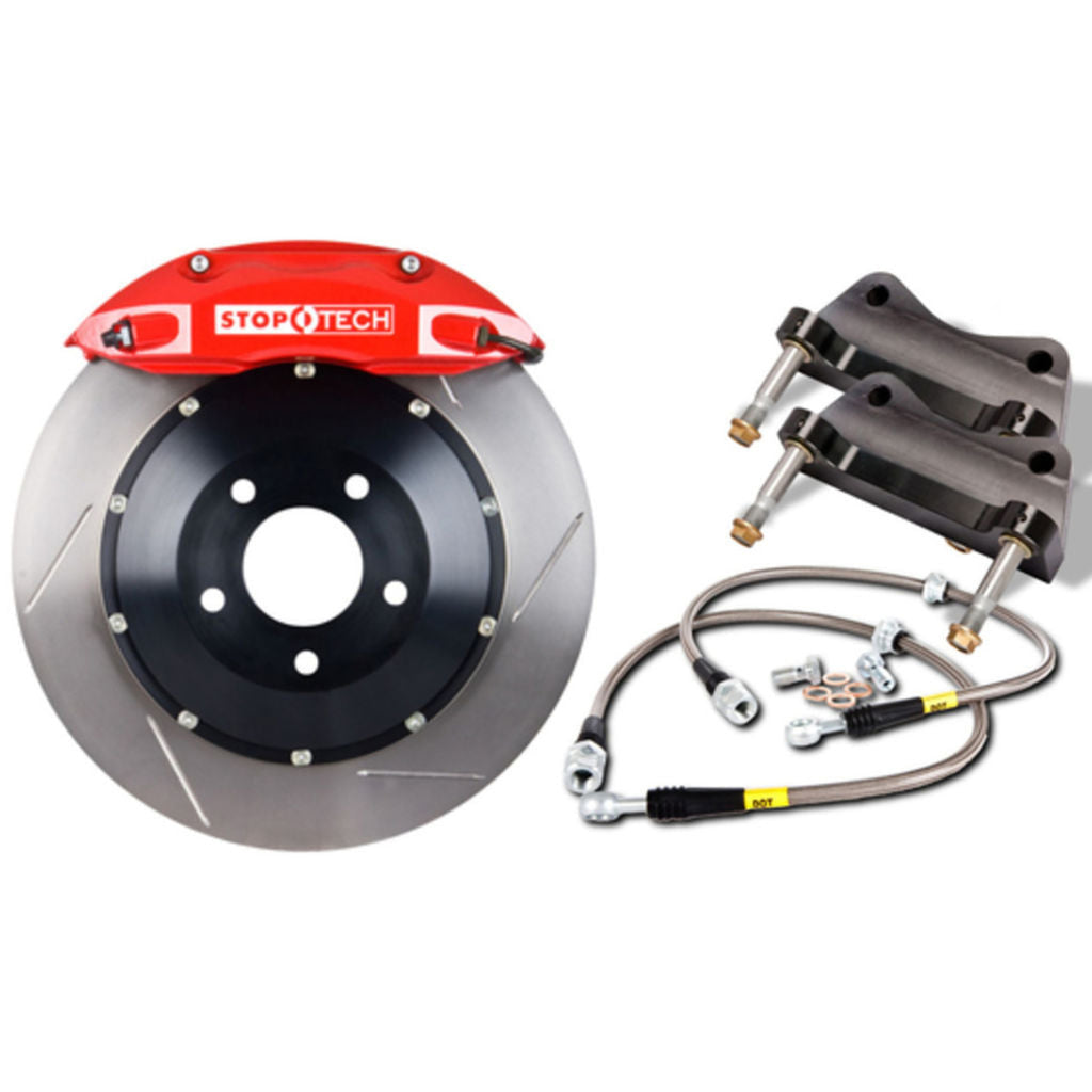 StopTech Front Slotted Big Brake Kit w/ Red Calipers Subaru WRX 2008-2014 | 83.841.4300.71