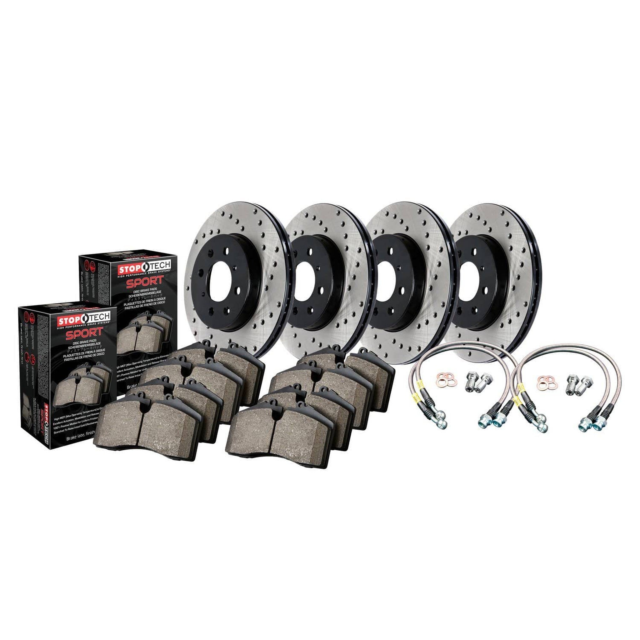 StopTech Sport Axel Pack Drilled Front / Rear Brake Kit Subaru WRX 2008 | 979.47007