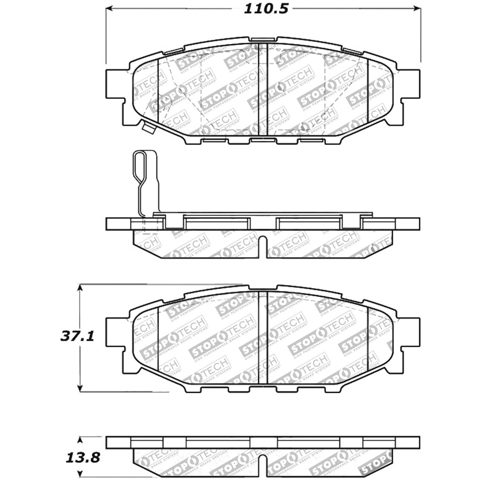 StopTech Sport Rear Brake Pads WRX w/o Eyesight Tech 2008-2021 / BRZ 2013-2020 / FRS 2013-2016 | 309.11140