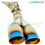 SubieDepot Axle Back - 11-14 STI/WRX Sedan - Burnt Staggered Stainless Double Wall Tips - 4" Quad Tips