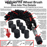 Woolly Wormit Wheel Cleaning Brush Detailing Soft Microfiber Lug Nuts & Wash